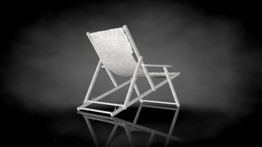 siyah bir arka plan üzerinde beyaz bir sandalyenin 3D render