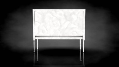 siyah bir arka plan üzerinde beyaz bir sandalyenin 3D render