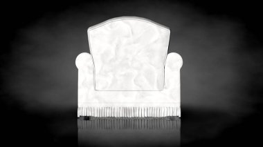 siyah bir arka plan üzerinde beyaz bir sandalyenin 3D render