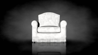 siyah bir arka plan üzerinde beyaz bir sandalyenin 3D render