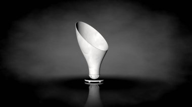 siyah bir arka plan üzerinde beyaz bir sandalyenin 3D render