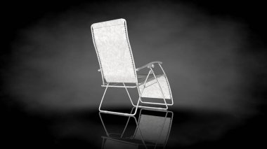 siyah bir arka plan üzerinde beyaz bir sandalyenin 3D render