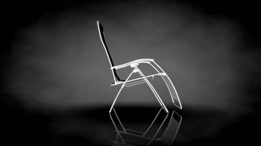 siyah bir arka plan üzerinde beyaz bir sandalyenin 3D render