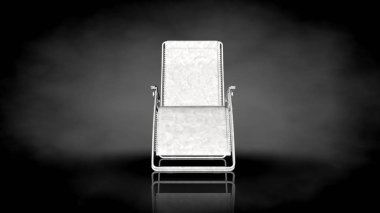 siyah bir arka plan üzerinde beyaz bir sandalyenin 3D render