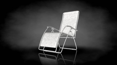 siyah bir arka plan üzerinde beyaz bir sandalyenin 3D render