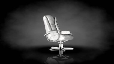 siyah bir arka plan üzerinde beyaz bir sandalyenin 3D render