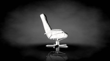 siyah bir arka plan üzerinde beyaz bir sandalyenin 3D render