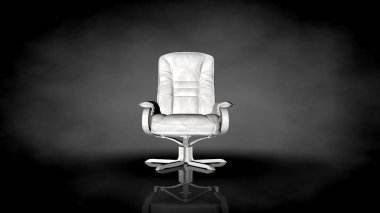 siyah bir arka plan üzerinde beyaz bir sandalyenin 3D render