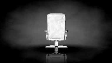 siyah bir arka plan üzerinde beyaz bir sandalyenin 3D render