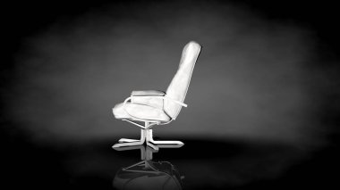 siyah bir arka plan üzerinde beyaz bir sandalyenin 3D render