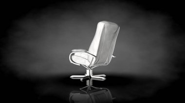 siyah bir arka plan üzerinde beyaz bir sandalyenin 3D render