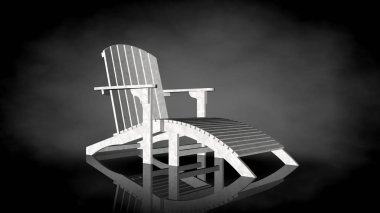 siyah bir arka plan üzerinde beyaz bir sandalyenin 3D render