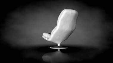 siyah bir arka plan üzerinde beyaz bir sandalyenin 3D render