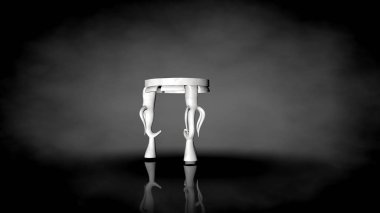 siyah bir arka plan üzerinde beyaz bir sandalyenin 3D render