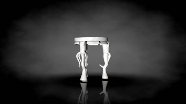 siyah bir arka plan üzerinde beyaz bir sandalyenin 3D render