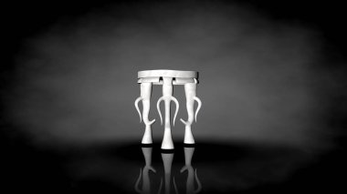 siyah bir arka plan üzerinde beyaz bir sandalyenin 3D render