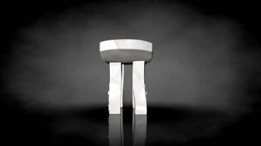 siyah bir arka plan üzerinde beyaz bir sandalyenin 3D render