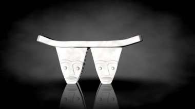 siyah bir arka plan üzerinde beyaz bir sandalyenin 3D render