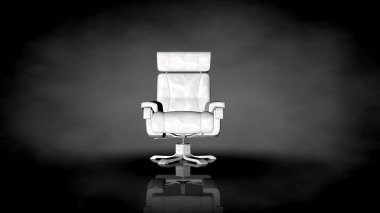 siyah bir arka plan üzerinde beyaz bir sandalyenin 3D render