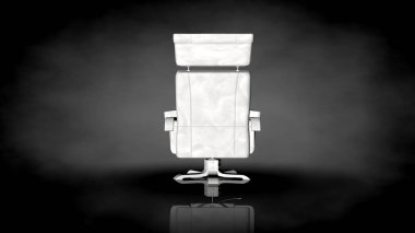 siyah bir arka plan üzerinde beyaz bir sandalyenin 3D render