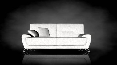 siyah bir arka plan üzerinde beyaz bir sandalyenin 3D render