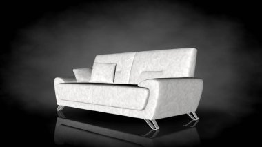 siyah bir arka plan üzerinde beyaz bir sandalyenin 3D render