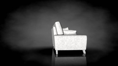 siyah bir arka plan üzerinde beyaz bir sandalyenin 3D render