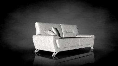siyah bir arka plan üzerinde beyaz bir sandalyenin 3D render