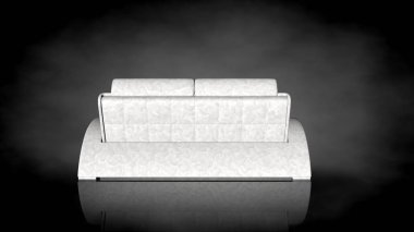 siyah bir arka plan üzerinde beyaz bir sandalyenin 3D render