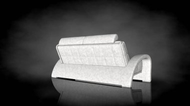 siyah bir arka plan üzerinde beyaz bir sandalyenin 3D render