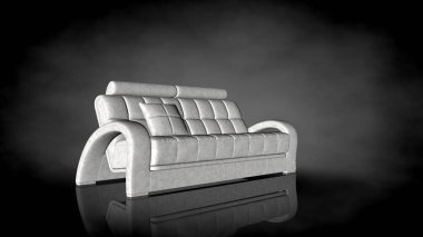 siyah bir arka plan üzerinde beyaz bir sandalyenin 3D render