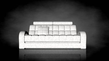 siyah bir arka plan üzerinde beyaz bir sandalyenin 3D render