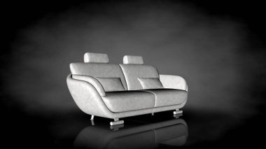 siyah bir arka plan üzerinde beyaz bir sandalyenin 3D render