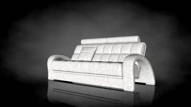 siyah bir arka plan üzerinde beyaz bir sandalyenin 3D render