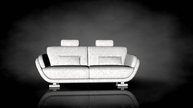 siyah bir arka plan üzerinde beyaz bir sandalyenin 3D render