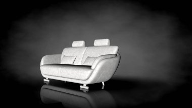 siyah bir arka plan üzerinde beyaz bir sandalyenin 3D render