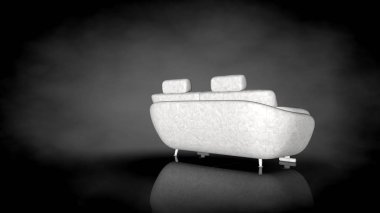 siyah bir arka plan üzerinde beyaz bir sandalyenin 3D render