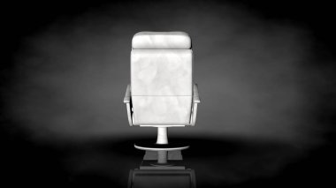 siyah bir arka plan üzerinde beyaz bir sandalyenin 3D render
