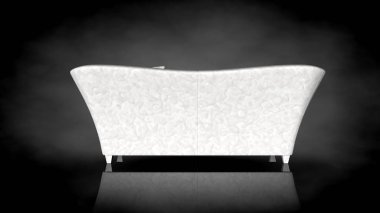 siyah bir arka plan üzerinde beyaz bir sandalyenin 3D render