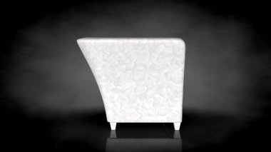 siyah bir arka plan üzerinde beyaz bir sandalyenin 3D render