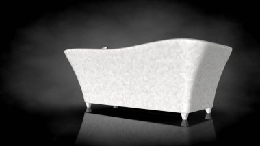 siyah bir arka plan üzerinde beyaz bir sandalyenin 3D render