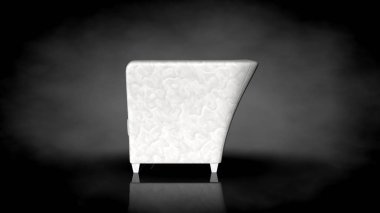 siyah bir arka plan üzerinde beyaz bir sandalyenin 3D render
