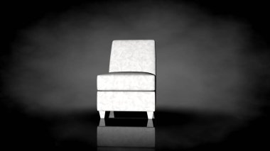 siyah bir arka plan üzerinde beyaz bir sandalyenin 3D render