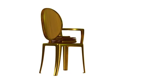 Representación 3d de una silla dorada aislada en blanco — Foto de Stock