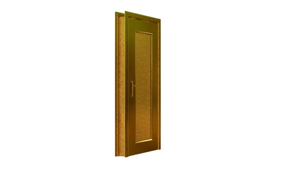 3d rendering of a golden door isolated on white — Stock Photo, Image