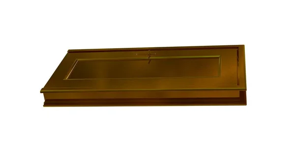 Redare 3D a unei uși aurii izolate pe alb — Fotografie, imagine de stoc