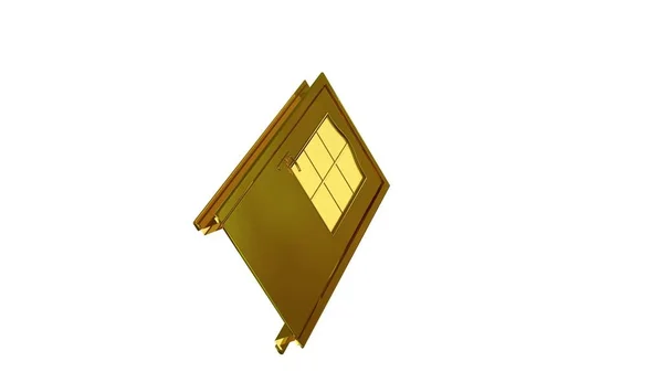Representación 3d de una puerta dorada aislada en blanco —  Fotos de Stock