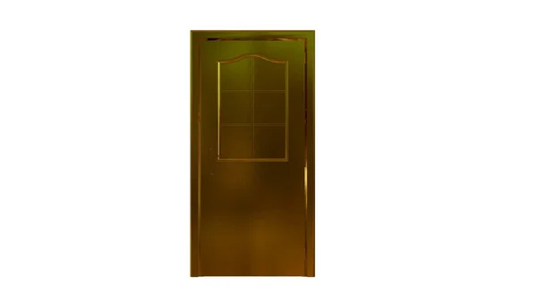 3D visszaadás-ból egy elszigetelt fehér arany ajtó — Stock Fotó