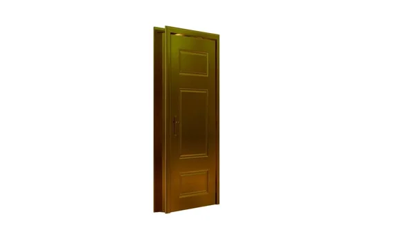 Трехмерное изображение золотой двери, изолированной на белом — стоковое фото