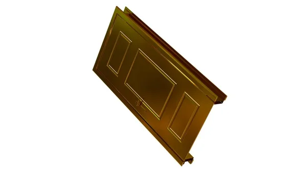3d rendering of a golden door isolated on white — Stock Photo, Image